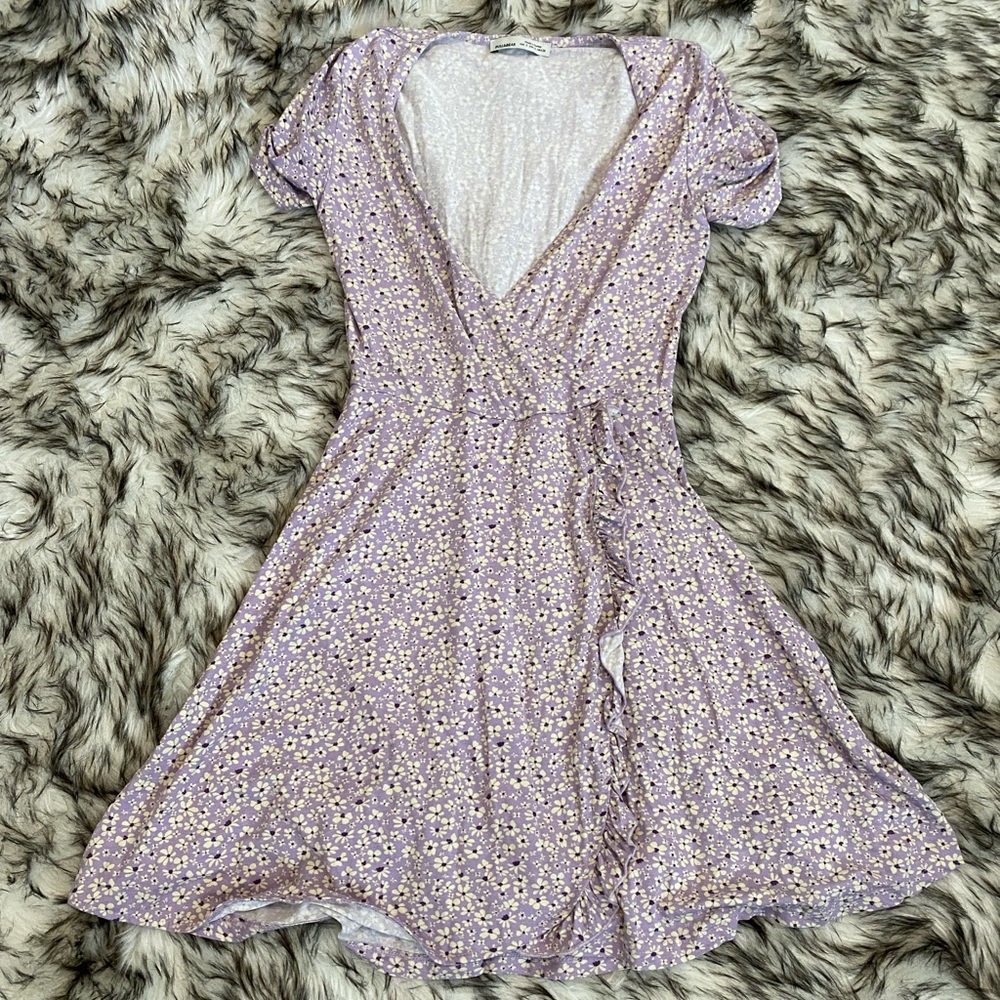 Pull and bear floral faux wrap dress